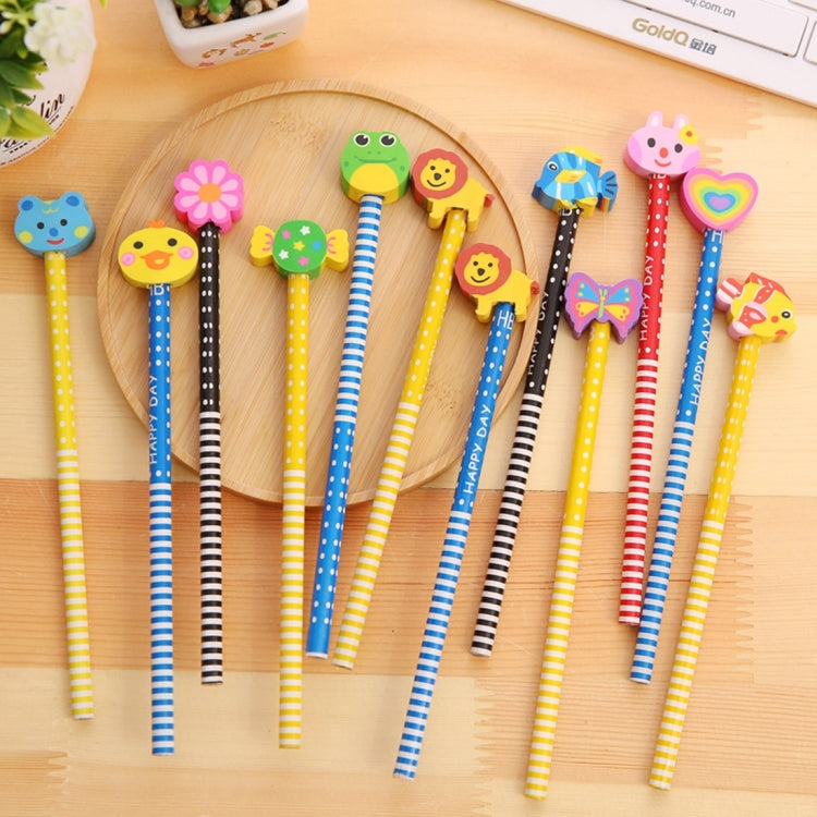 Cancelleria creativa Serie di animali dei cartoni animati Matita HB in legno con gomma Matite per bambini per articoli per ufficio scolastico per bambini, consegna casuale di colori, HB Pencil with Eraser
