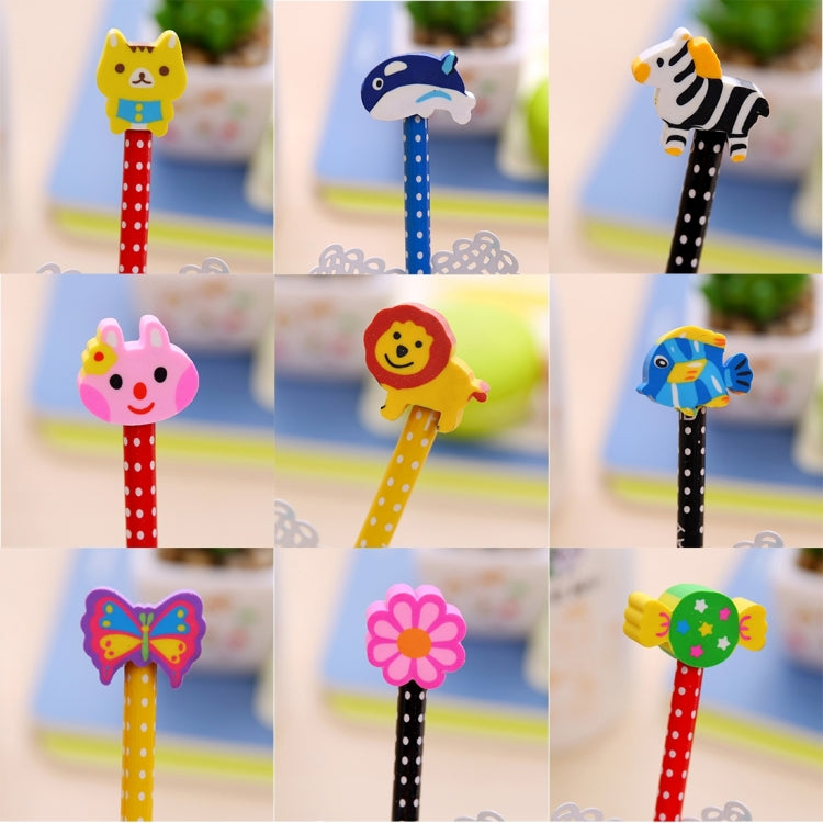 Cancelleria creativa Serie di animali dei cartoni animati Matita HB in legno con gomma Matite per bambini per articoli per ufficio scolastico per bambini, consegna casuale di colori, HB Pencil with Eraser