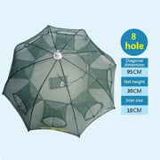 Attrezzatura da pesca con rete da pesca pieghevole automatica a 8 fori in nylon per gamberetti granchi pesciolini trappola per pesci, 8 Holes