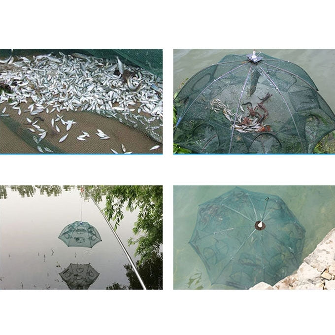 Attrezzatura da pesca con rete da pesca pieghevole automatica a 8 fori in nylon per gamberetti granchi pesciolini trappola per pesci, 8 Holes