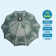 Attrezzatura da pesca con rete da pesca pieghevole automatica a 10 fori in nylon per gamberetti granchi pesciolini trappola per pesci, 10 Holes