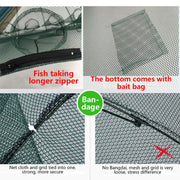 Attrezzatura da pesca con rete da pesca pieghevole automatica a 10 fori in nylon per gamberetti granchi pesciolini trappola per pesci, 10 Holes
