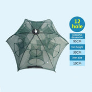 Attrezzatura da pesca con rete da pesca pieghevole automatica a 12 fori in nylon per gamberetti granchi pesciolini trappola per pesci, 12 Holes