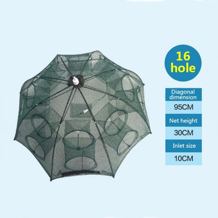 Attrezzatura da pesca con rete da pesca pieghevole automatica a 16 fori in nylon per gamberetti granchi pesciolini trappola per pesci, 16 Holes