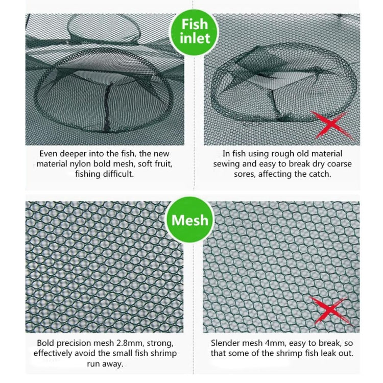 Attrezzatura da pesca con rete da pesca pieghevole automatica a 16 fori in nylon per gamberetti granchi pesciolini trappola per pesci, 16 Holes