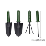 Set attrezzi da giardino 4 pezzi con manico in plastica
