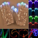 Guanti luminosi con paillettes e LED per feste