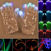 1 paio di guanti luminosi con paillettes Guanti con flash LED Forniture per danza e feste Halloween, Natale e altri accessori per festival, Sequins Glowing Gloves