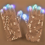 Guanti luminosi con paillettes e LED per feste