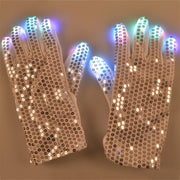 1 paio di guanti luminosi con paillettes Guanti con flash LED Forniture per danza e feste Halloween, Natale e altri accessori per festival, Sequins Glowing Gloves