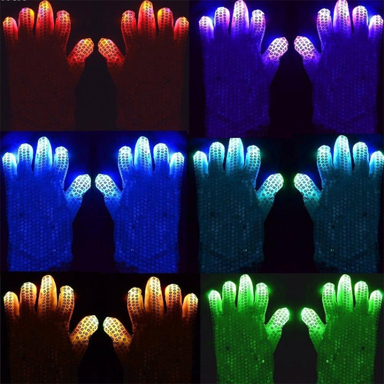 Guanti luminosi con paillettes e LED per feste