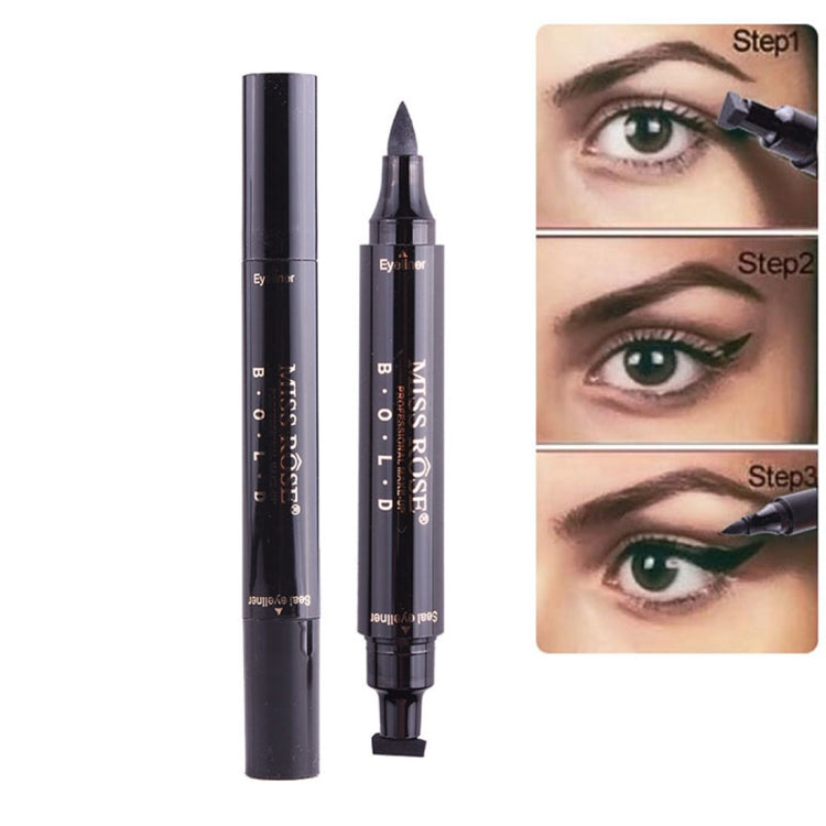 Penna per timbro con sigillo eyeliner ad asciugatura rapida nera impermeabile a doppia testa 2 in 1