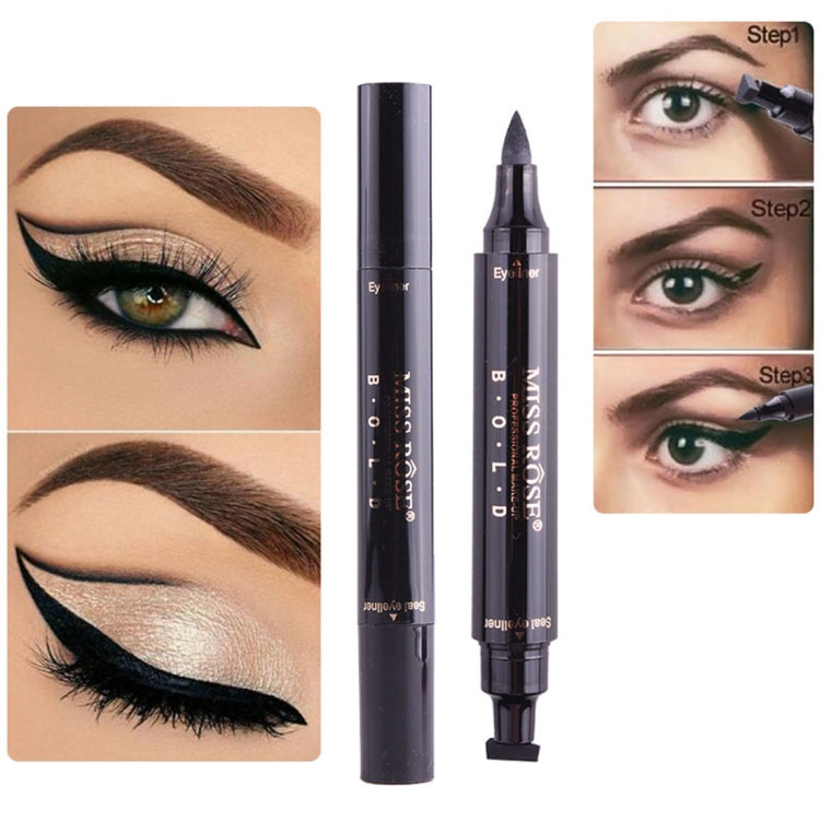 Penna per timbro con sigillo eyeliner ad asciugatura rapida nera impermeabile a doppia testa 2 in 1