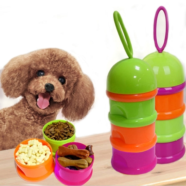Scatola portatile per snack a tre strati per animali
