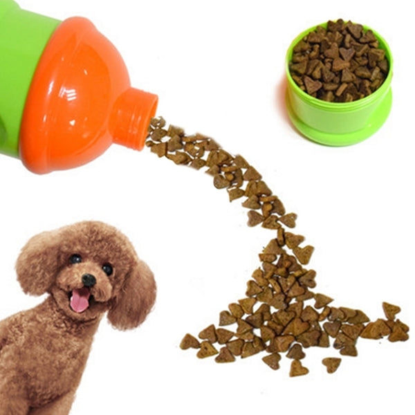 Scatola portatile per snack a tre strati per animali domestici, barile per la conservazione di cereali per animali domestici, scatola per la conservazione dei mangimi, dimensioni: 18 * 7,6 cm, consegna colore casuale, Pet Grain Storage Barrel