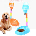 Prodotti per animali domestici Cane da compagnia Gatto 2 in 1 Alimentazione e irrigazione automatica Asta regolabile verticale Alimentatore per acqua per animali domestici, capacità: 600 ml