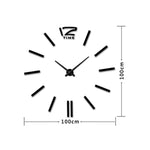 Orologio muto da 39 pollici per camera da letto, casa e ufficio, moderno, senza cornice, grande adesivo da parete a specchio 3D fai da te, MH101  (Black), M001 (Gold), M001 (Silver)
