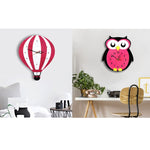 Orologio da parete rotondo al quarzo, muto, a forma di batteria, da 11 x 10 pollici, per camera da letto per bambini, senza ticchettio, Owl, Balloon