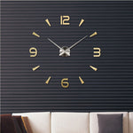 Camera da letto Decorazione della casa Orologio Specchio 3D senza cornice Grande adesivo da parete fai da te Orologio muto, Dimensioni: 100 * 100 cm, 3M013S (Black), 3M013S (Gold), 3M013S (Silver)