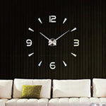 Camera da letto Decorazione della casa Orologio Specchio 3D senza cornice Grande adesivo da parete fai da te Orologio muto, Dimensioni: 100 * 100 cm, 3M013S (Black), 3M013S (Gold), 3M013S (Silver)