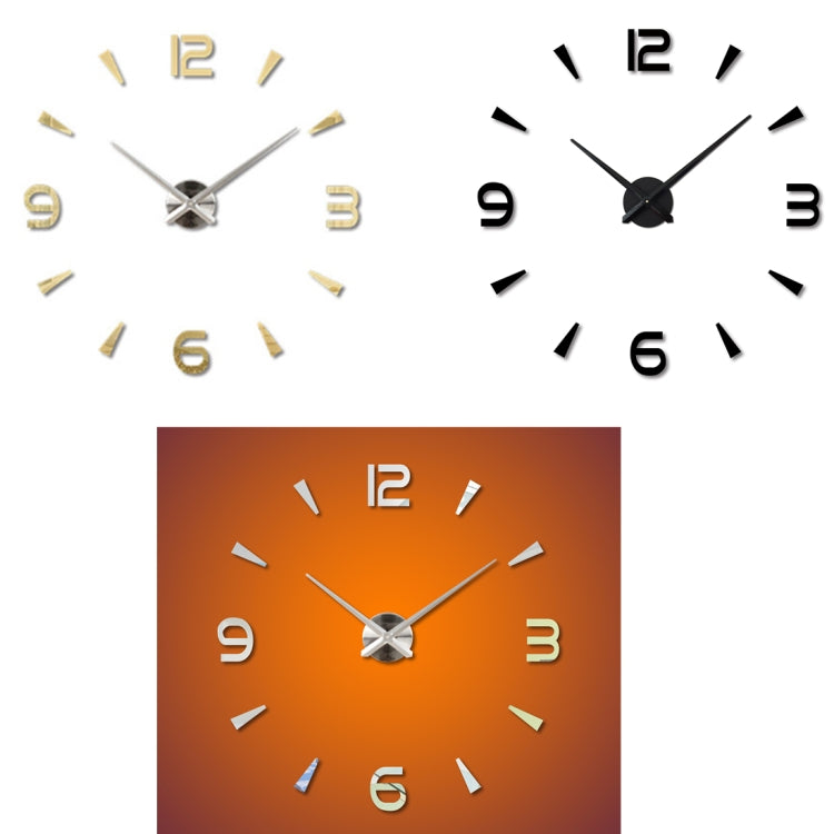 Camera da letto Decorazione della casa Orologio Specchio 3D senza cornice Grande adesivo da parete fai da te Orologio muto, Dimensioni: 100 * 100 cm, 3M013S (Black), 3M013S (Gold), 3M013S (Silver)