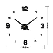 Camera da letto Decorazione domestica Numero specchiato Senza cornice Grande adesivo da parete 3D fai da te Orologio muto, dimensioni: 100 * 100 cm, 3M005 (Black), 3M005 (Gold), 3M005 (Silver)