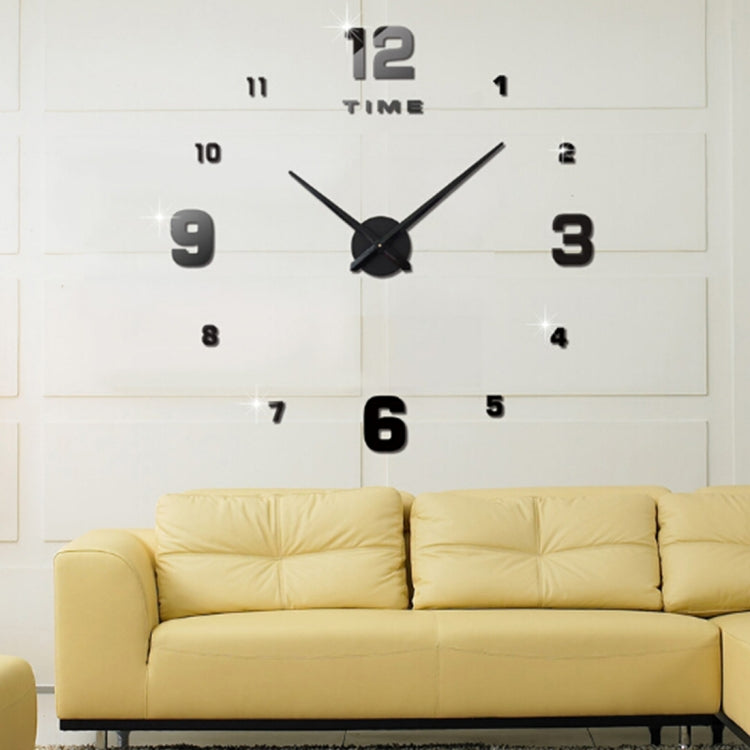 Camera da letto Decorazione domestica Numero specchiato Senza cornice Grande adesivo da parete 3D fai da te Orologio muto, dimensioni: 100 * 100 cm, 3M005 (Black), 3M005 (Gold), 3M005 (Silver)