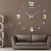 Camera da letto Decorazione domestica Numero specchiato Senza cornice Grande adesivo da parete 3D fai da te Orologio muto, dimensioni: 100 * 100 cm, 3M005 (Black), 3M005 (Gold), 3M005 (Silver)