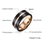 Anello classico da uomo in stile europeo e americano Anello placcato in oro rosa spazzolato a mano in carburo di tungsteno puro, misura: 7, diametro: 17,4 mm, perimetro: 55 mm, Size: 7