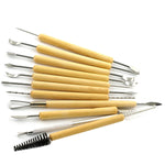 Set coltelli scultura argilla in legno 11 pezzi