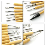 Set coltelli scultura argilla in legno 11 pezzi