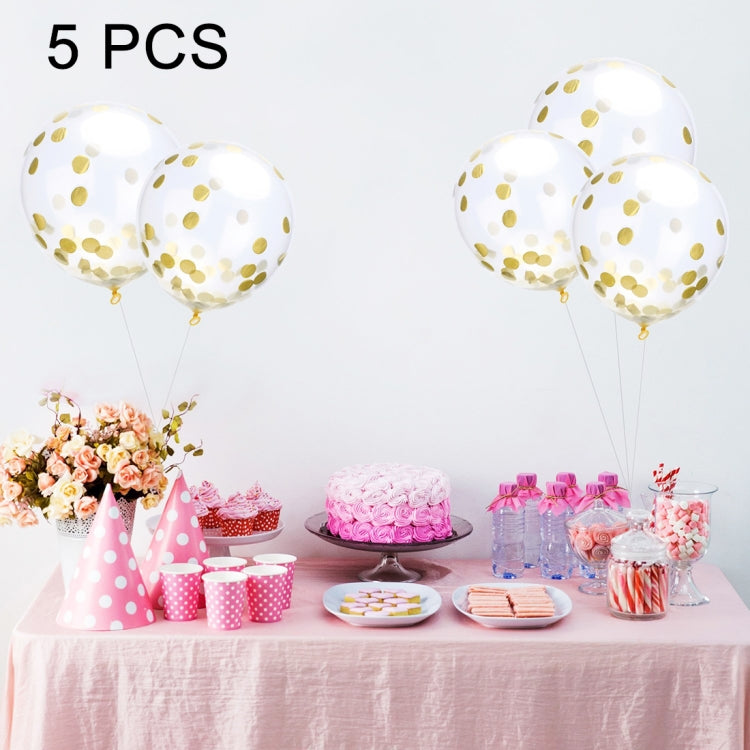 5 pezzi palloncini coriandoli con paillettes dorati trasparenti da 12 pollici, palloncini coriandoli decorazione festa di nozze, consegna in stile casuale, 12 inch Sequins Confetti Balloons