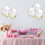 Set 5 palloncini coriandoli dorati trasparenti 12 pollici
