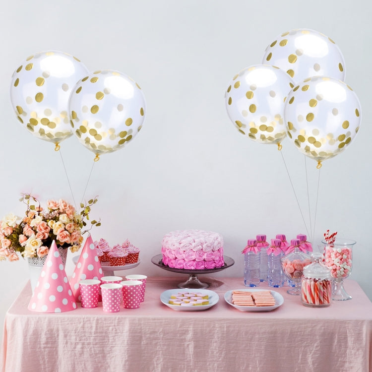 Set 5 palloncini coriandoli dorati trasparenti 12 pollici