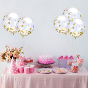 5 pezzi palloncini coriandoli con paillettes dorati trasparenti da 12 pollici, palloncini coriandoli decorazione festa di nozze, consegna in stile casuale, 12 inch Sequins Confetti Balloons