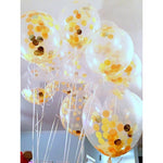 Set 5 palloncini coriandoli dorati trasparenti 12 pollici