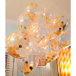 Set 5 palloncini coriandoli dorati trasparenti 12 pollici