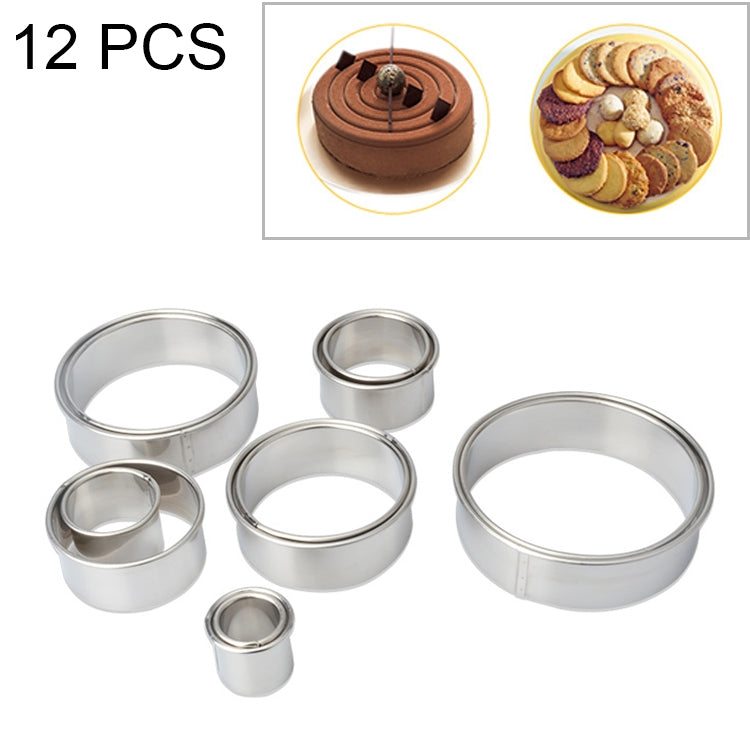 Set 12 stampi rotondi in acciaio inox per dolci