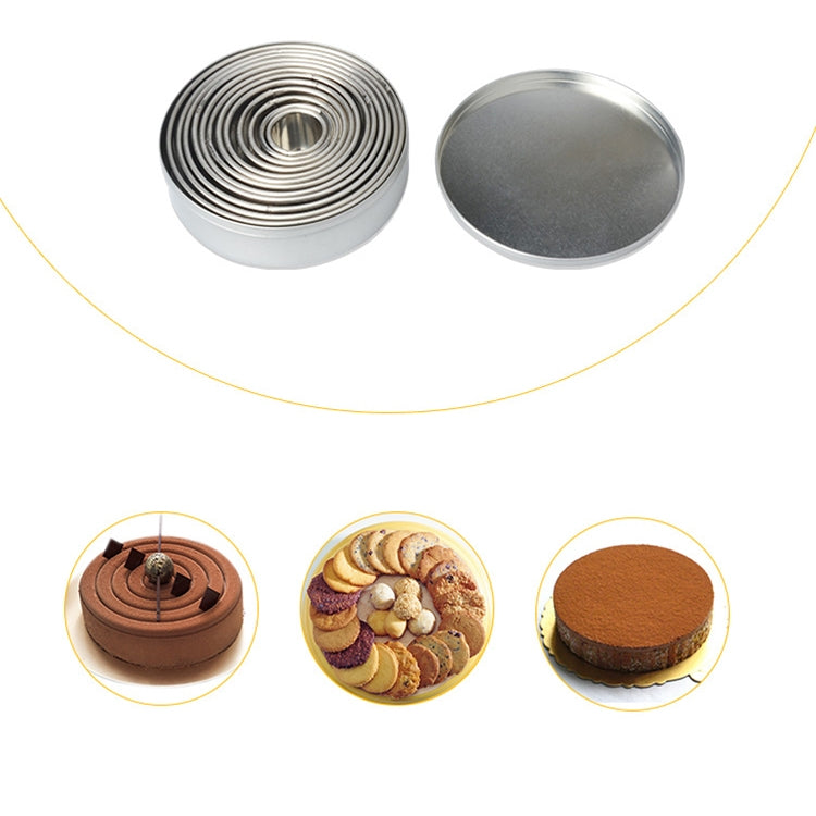 12 pezzi/set strumenti per la cottura di ciambelle e mousse per stampi da taglio a forma rotonda in acciaio inossidabile, Round Shape(12 PCS / Set)