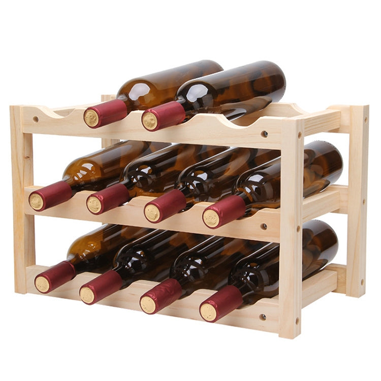 Espositore per vino pieghevole da 12 bottiglie in legno massello Portabottiglie multistrato, dimensioni: 46x24x28 cm, Multi-layer Wine Rack