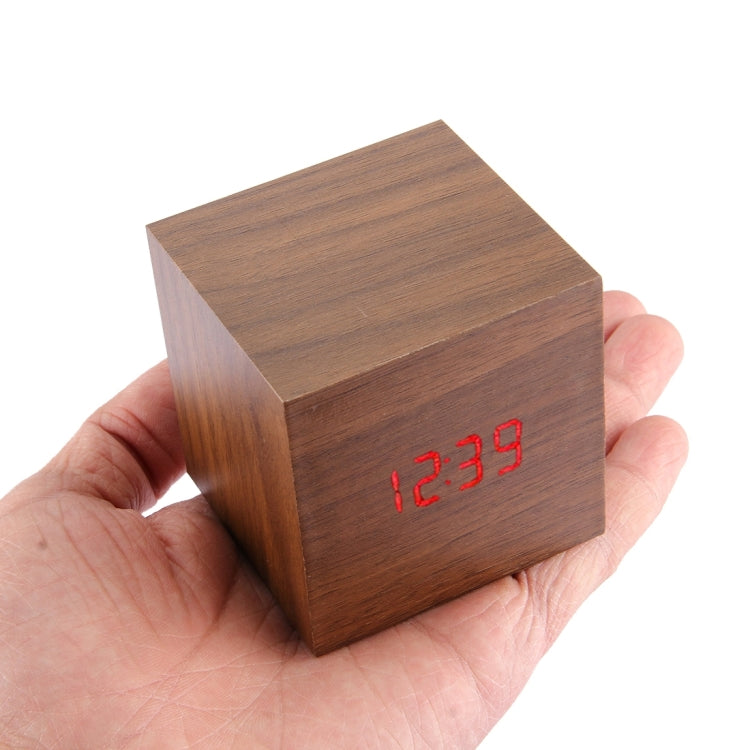 Orologio da tavolo in legno con display digitale a LED, sveglia con display di ora, data e temperatura, Wood Clock