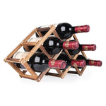 Portabottiglie pieghevole per 6 bottiglie Portabottiglie pieghevole Portabottiglie in legno Espositore da bar da cucina, 6 Bottles