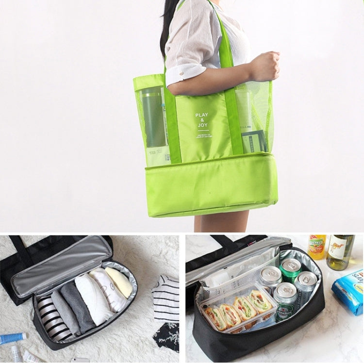 Borsa a tracolla portatile da picnic in spiaggia con borsone sportivo in rete a doppio strato, Double Layer Handbag(Black), Double Layer Handbag(Green), Double Layer Handbag(Blue), Double Layer Handbag(Red)