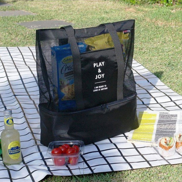 Borsa a tracolla portatile da picnic in spiaggia con borsone sportivo in rete a doppio strato, Double Layer Handbag(Black), Double Layer Handbag(Green), Double Layer Handbag(Blue), Double Layer Handbag(Red)