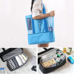 Borsa a tracolla portatile da picnic in spiaggia con borsone sportivo in rete a doppio strato, Double Layer Handbag(Black), Double Layer Handbag(Green), Double Layer Handbag(Blue), Double Layer Handbag(Red)