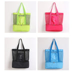 Borsa a tracolla portatile da picnic in spiaggia con borsone sportivo in rete a doppio strato, Double Layer Handbag(Black), Double Layer Handbag(Green), Double Layer Handbag(Blue), Double Layer Handbag(Red)
