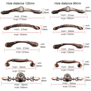 6029-96 Maniglia per mobili in legno massello Maniglie in bronzo rosso, 6029-96