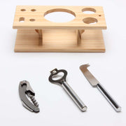 Set di strumenti per shaker per cocktail 9 in 1 in acciaio inossidabile con supporto in legno, capacità: 550 ml, 550ml