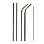 Kit di cannucce riutilizzabili in acciaio inossidabile da 4 pezzi + kit di spazzole per la pulizia, 215 * 6 mm, 215*6mm (Combination)