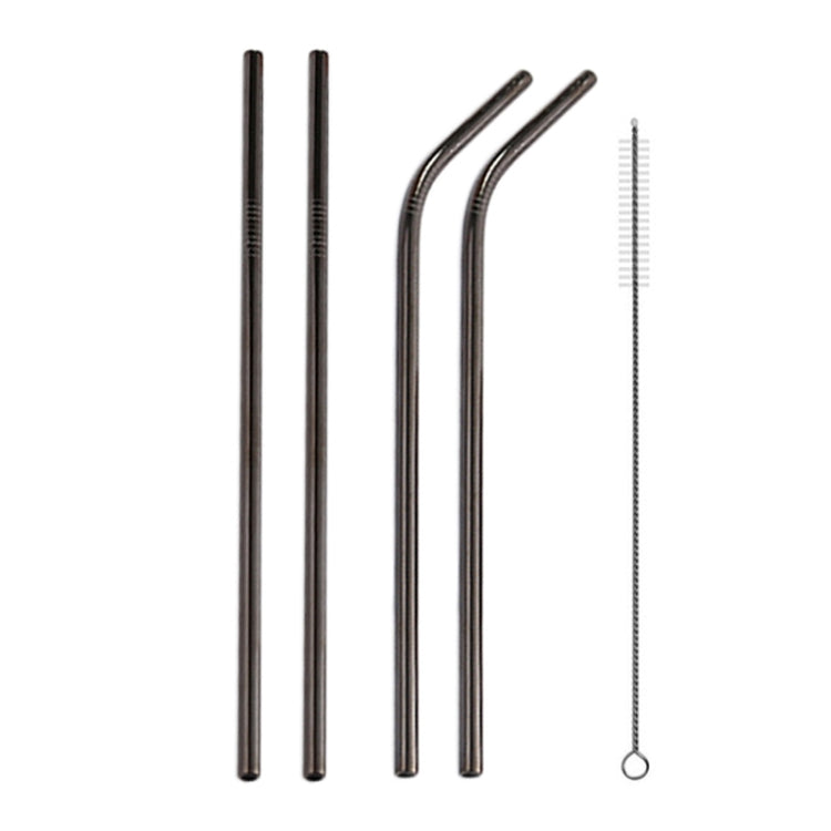 Kit di cannucce riutilizzabili in acciaio inossidabile da 4 pezzi + kit di spazzole per la pulizia, 215 * 6 mm, 215*6mm (Combination)